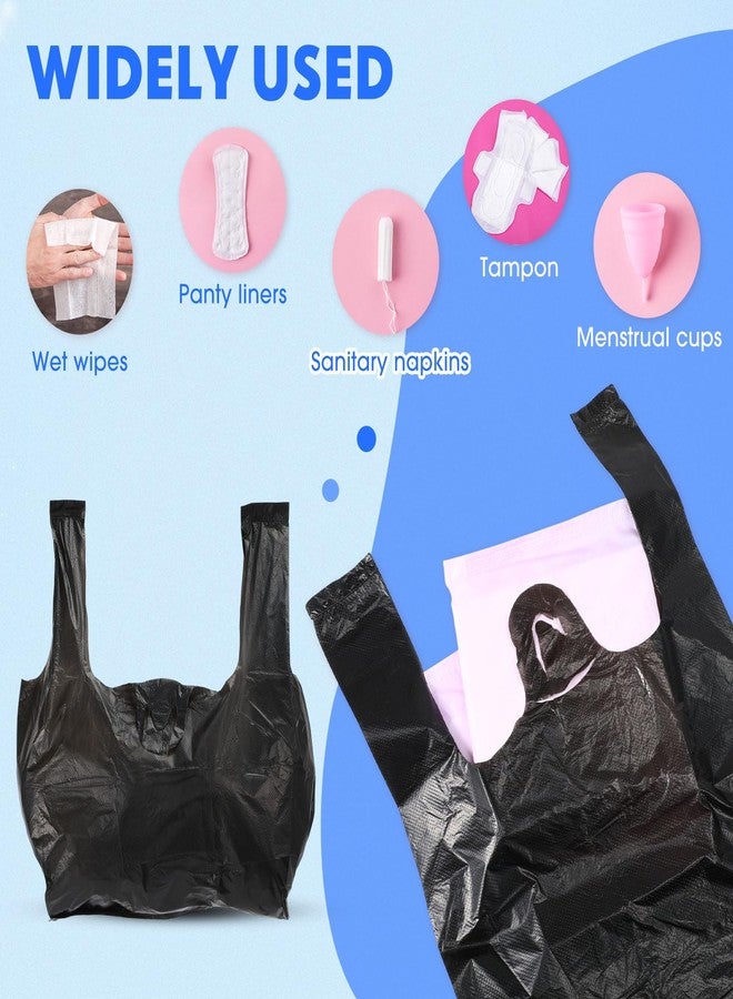 Lerheedi 2000 Pcs Black Sanitary Napkin Disposal Bags with Handles, Sanitary Disposal Bag 10.2 x 7.1inch, Black Trash Bags Women Personal Waste Bag for Tampons, Pads, Liners - Image 5